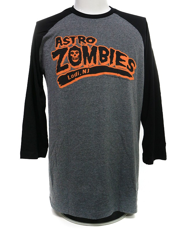 The Misfits - Mens Astro Zombies Baseball T-Shirt in Heather Grey/Black